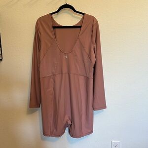 Light Pink Long Sleeve Workout Romper